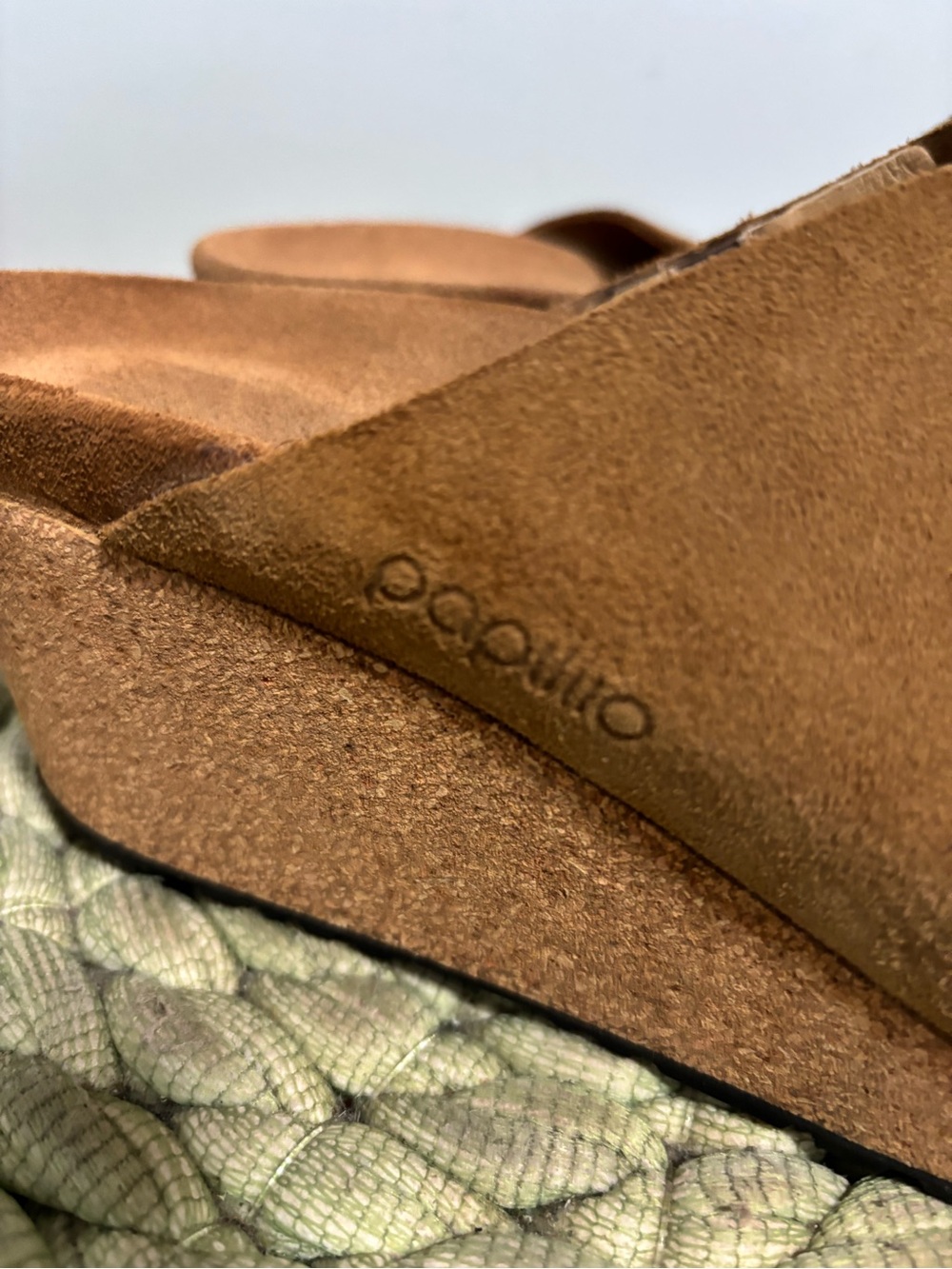 NEW BIRKENSTOCK Papillio Namica Tea Brown Suede Cork Wedge Slide Sandals - Picture 5 of 9